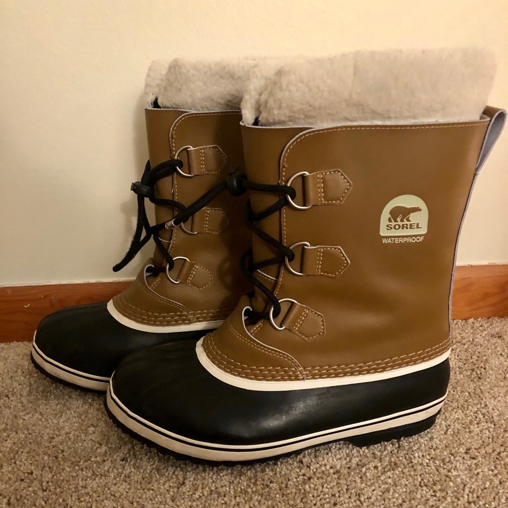 Tan Sorel Waterproof Winter Boots